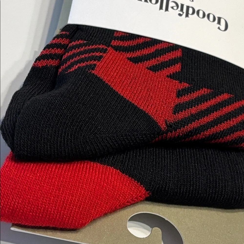 Goodfellow & Co Men's Buffalo Plaid & Solid Black Crew Socks 2 Pack